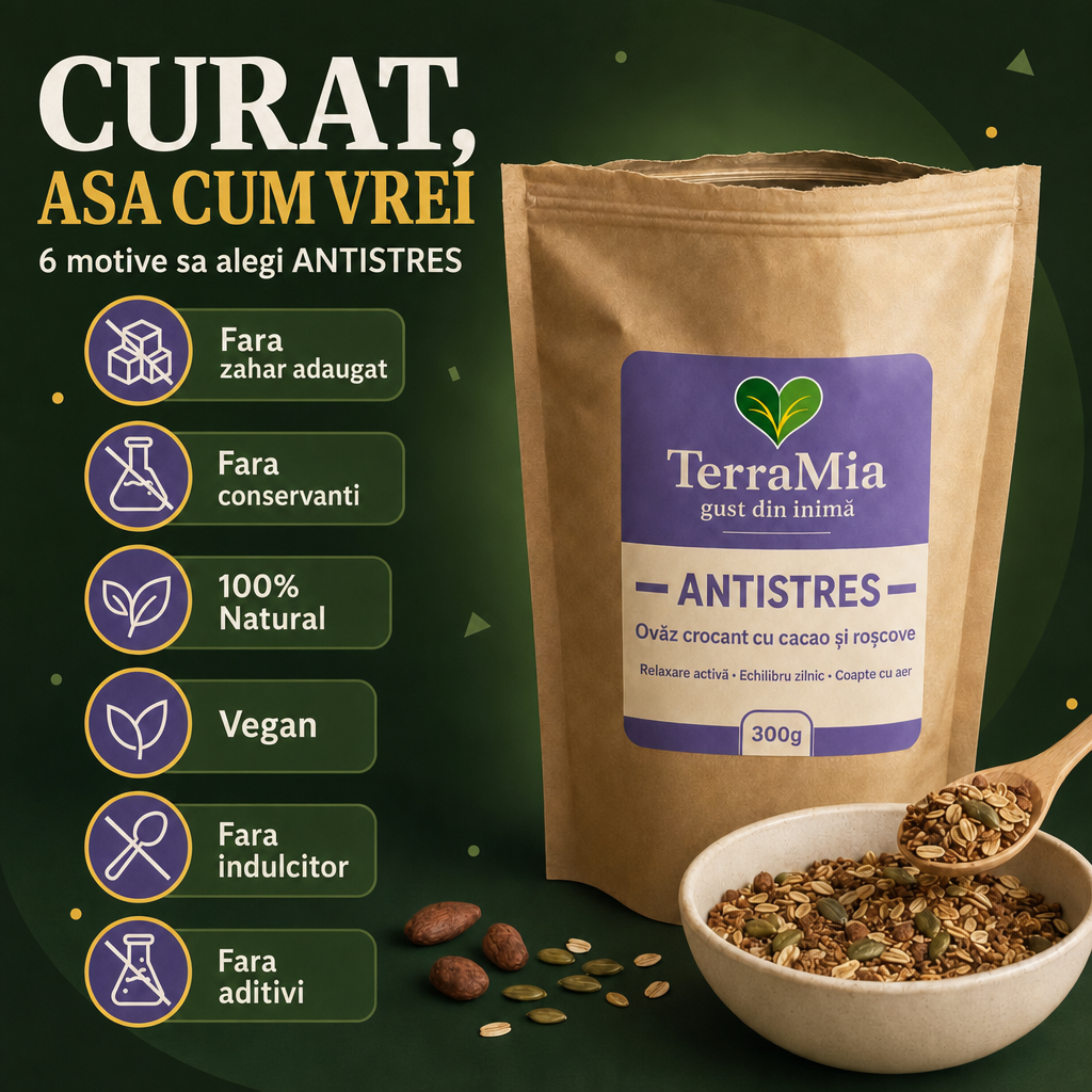Antistres  —  Snack cu seminte, cacao, roșcove și vanilie