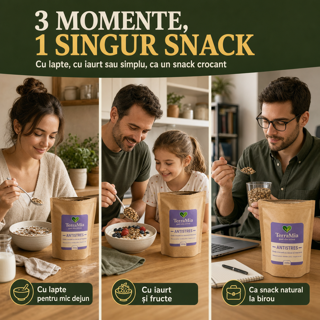 Antistres  —  Snack cu seminte, cacao, roșcove și vanilie