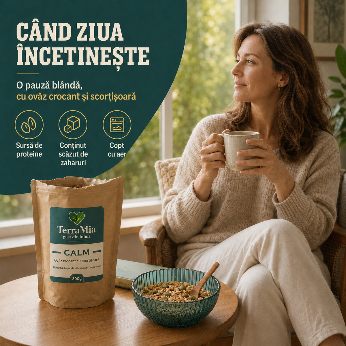 Calm — Amestec crocant cu ovăz, susan și scorțișoară