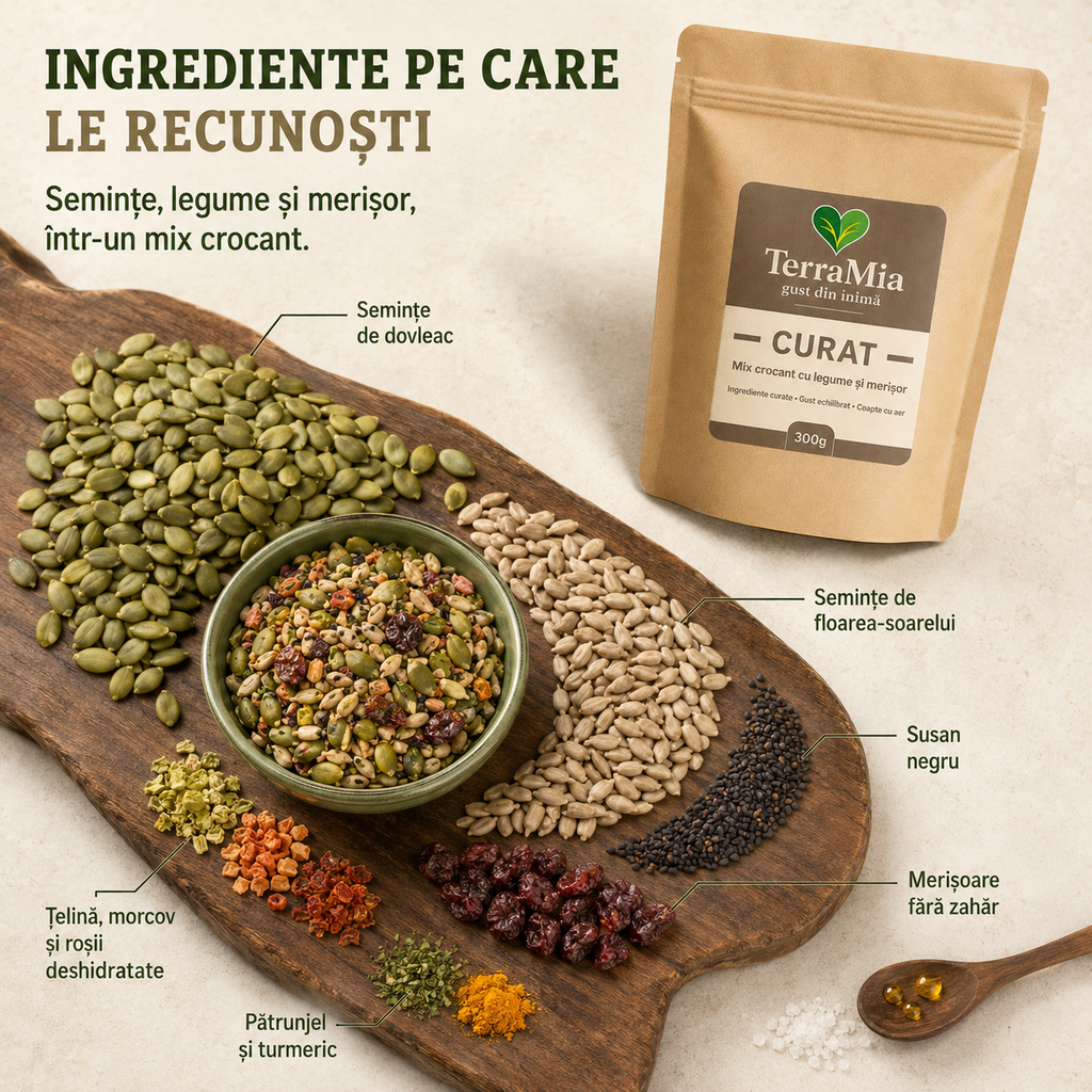 Curat — Mix de semințe cu legume deshidratate și turmeric