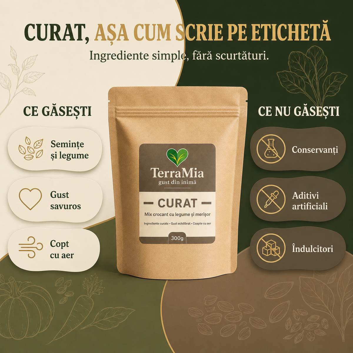 Curat — Mix de semințe cu legume deshidratate și turmeric