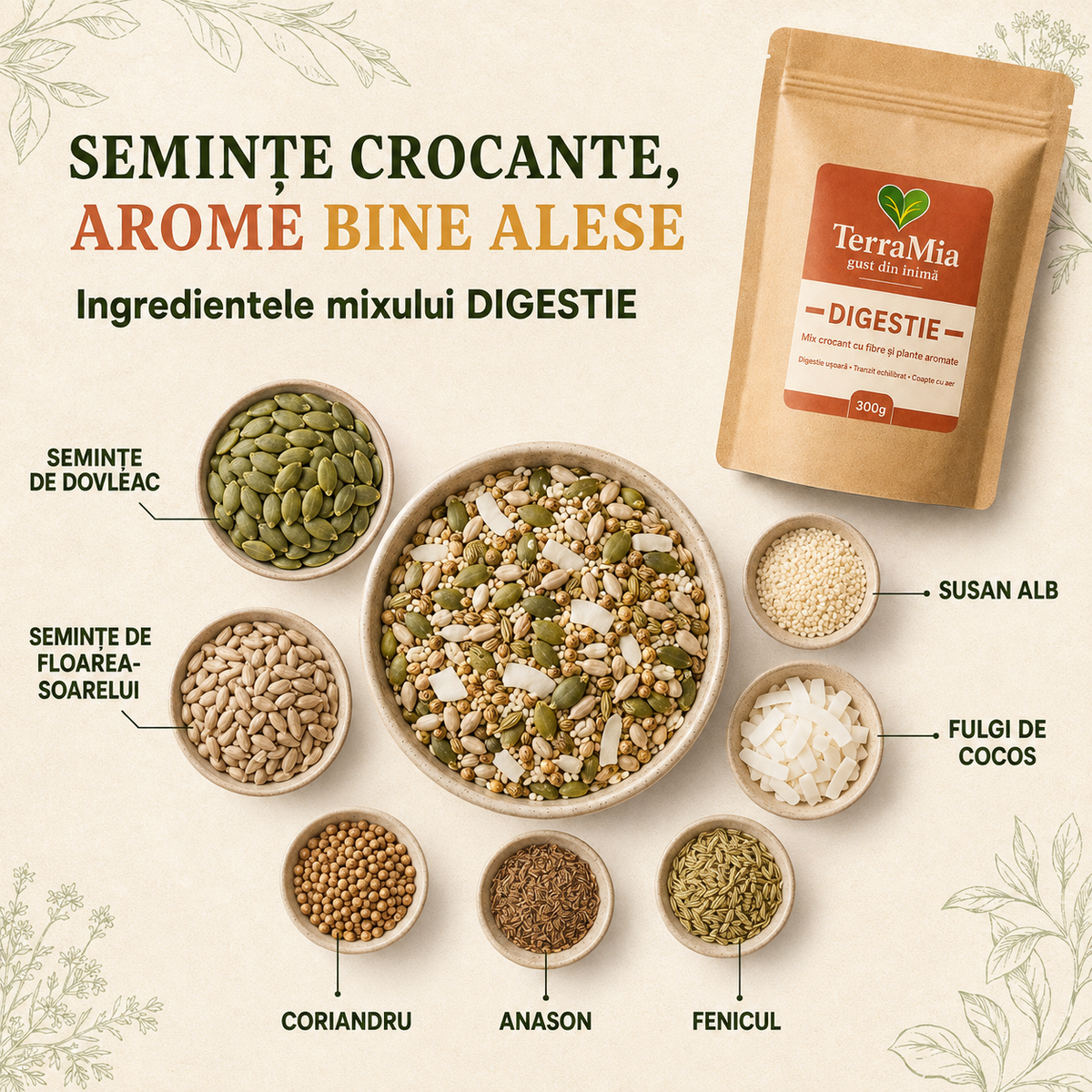 Digestie — Gustare crocantă cu fenicul, anason și cocos
