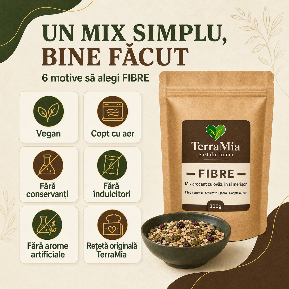 Fibre — Snack cu ovãz, semințe și vanilie de Bourbon