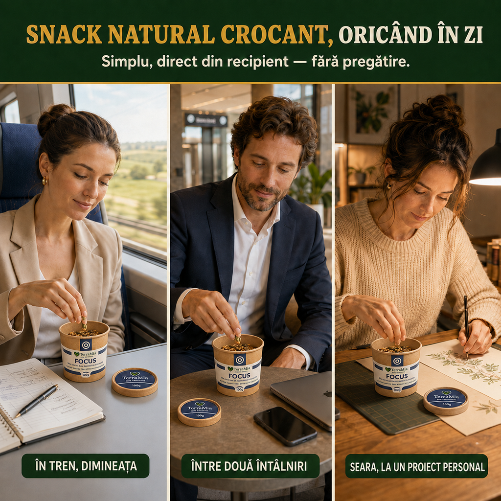 Focus — Gustare crocantă cu turmeric, rozmarin și cânepă
