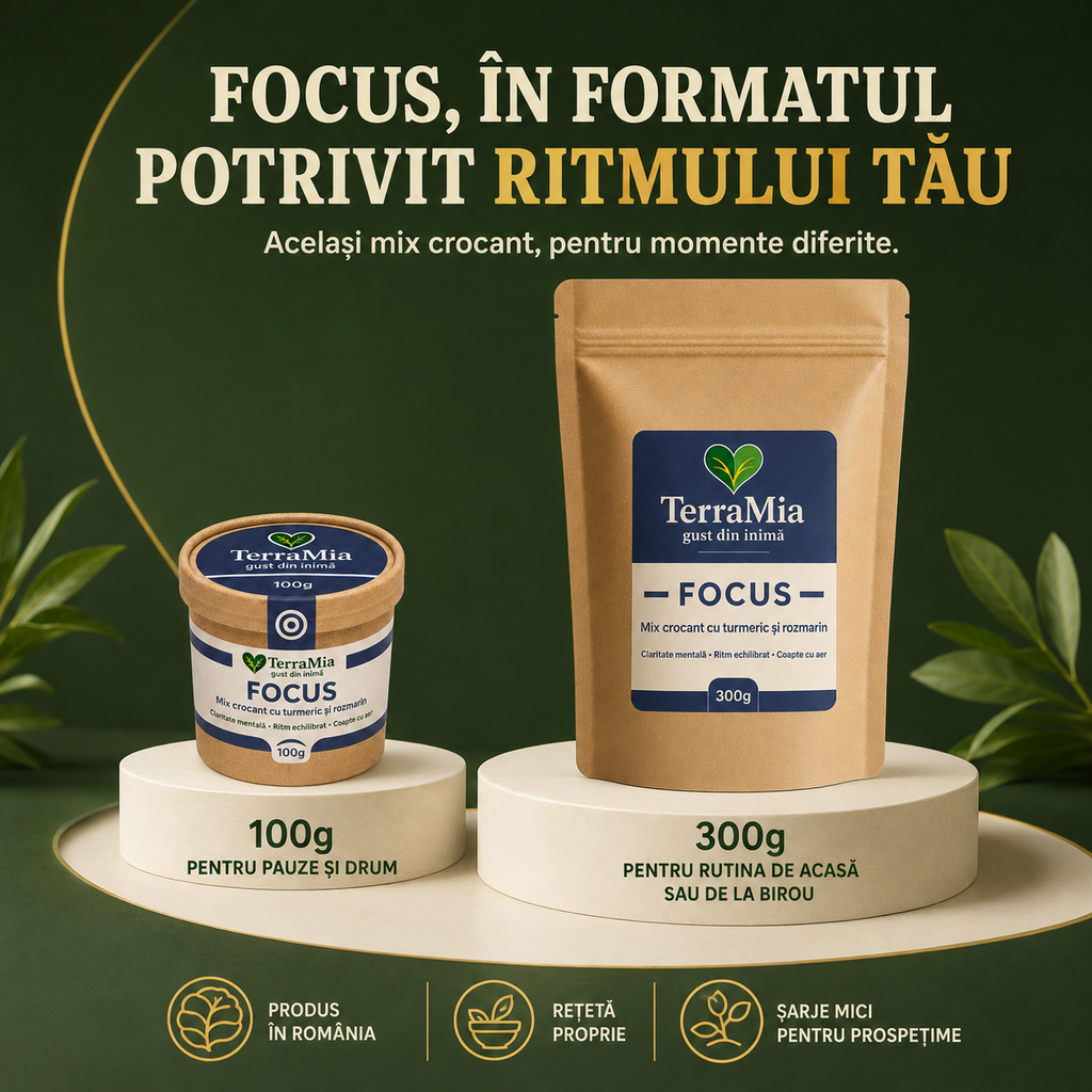 Focus — Gustare crocantă cu turmeric, rozmarin și cânepă