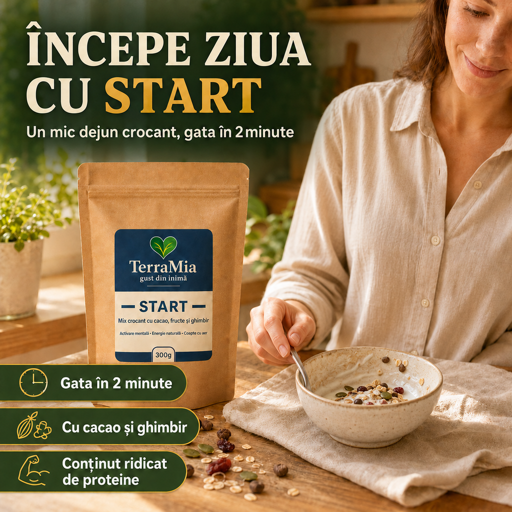 Start — Mix crocant cu cacao, merișor și ghimbir