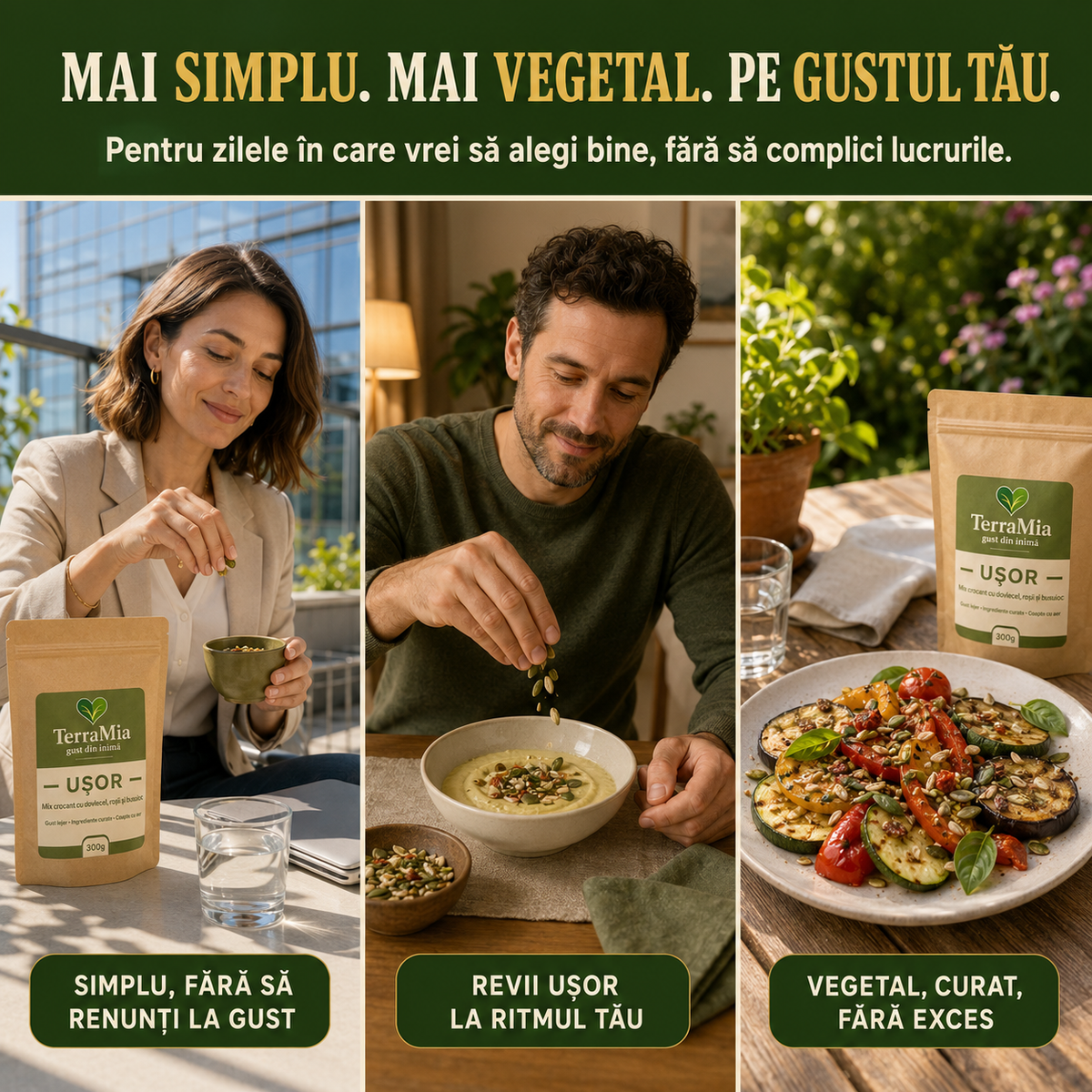 Ușor — Mix de semințe cu dovlecel, roșii și busuioc