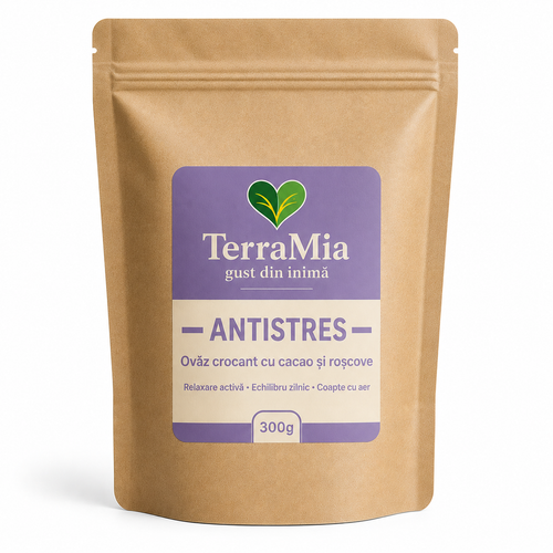 TerraMia Antistres 300g – mix crocant cu ovăz, cacao și roșcove