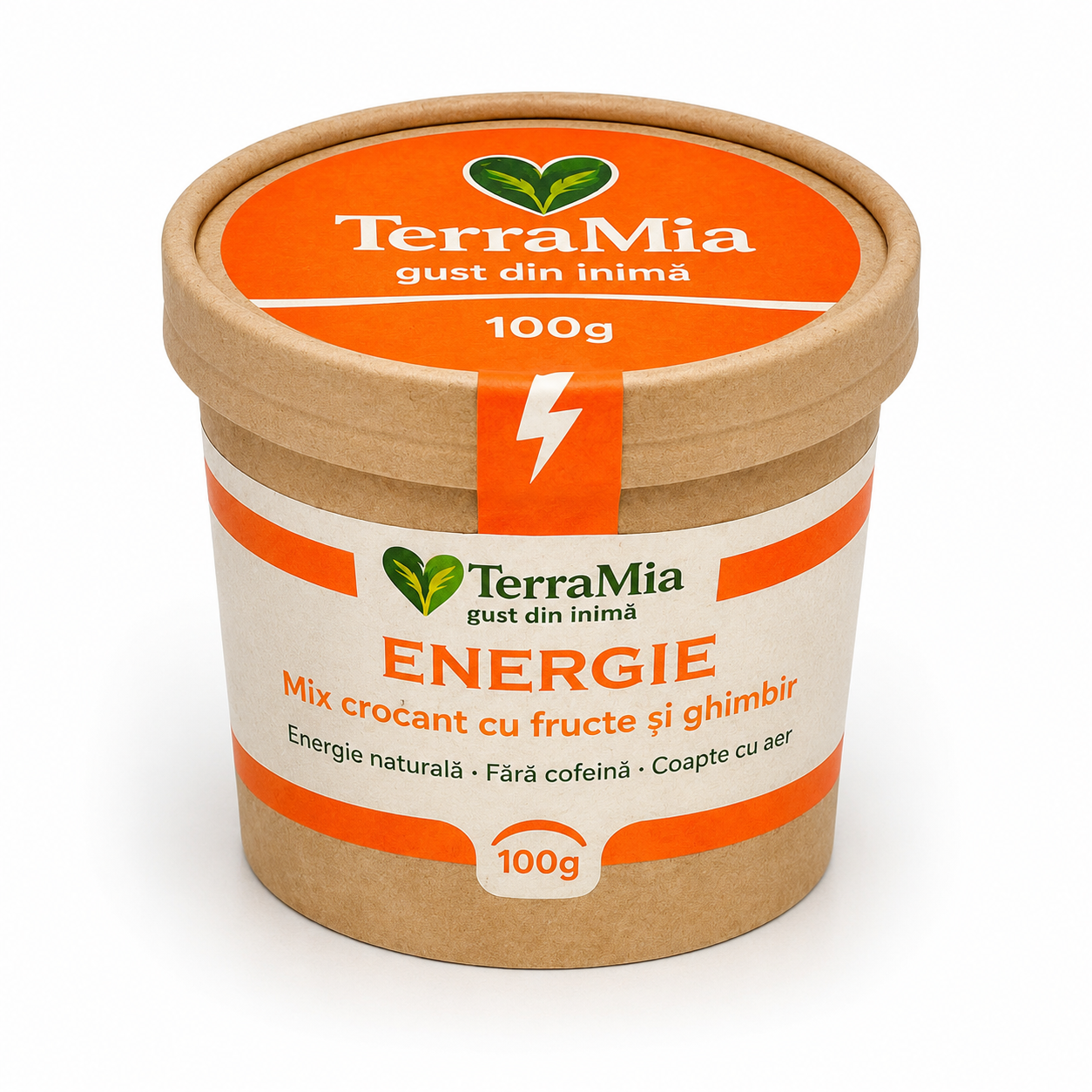 TerraMia Energie 100g – mix crocant cu fructe, semințe și ghimbir