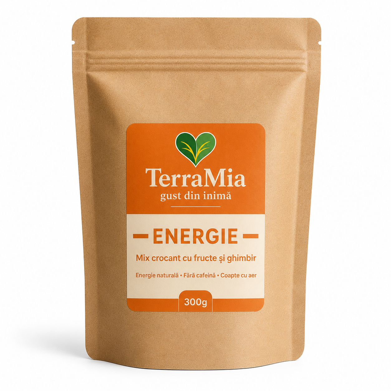 TerraMia Energie 300g – mix crocant cu fructe, semințe și ghimbir