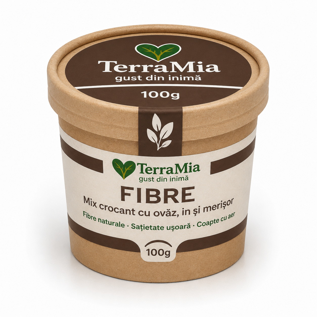 TerraMia Fibre 100g – mix crocant cu ovăz, in și merisor