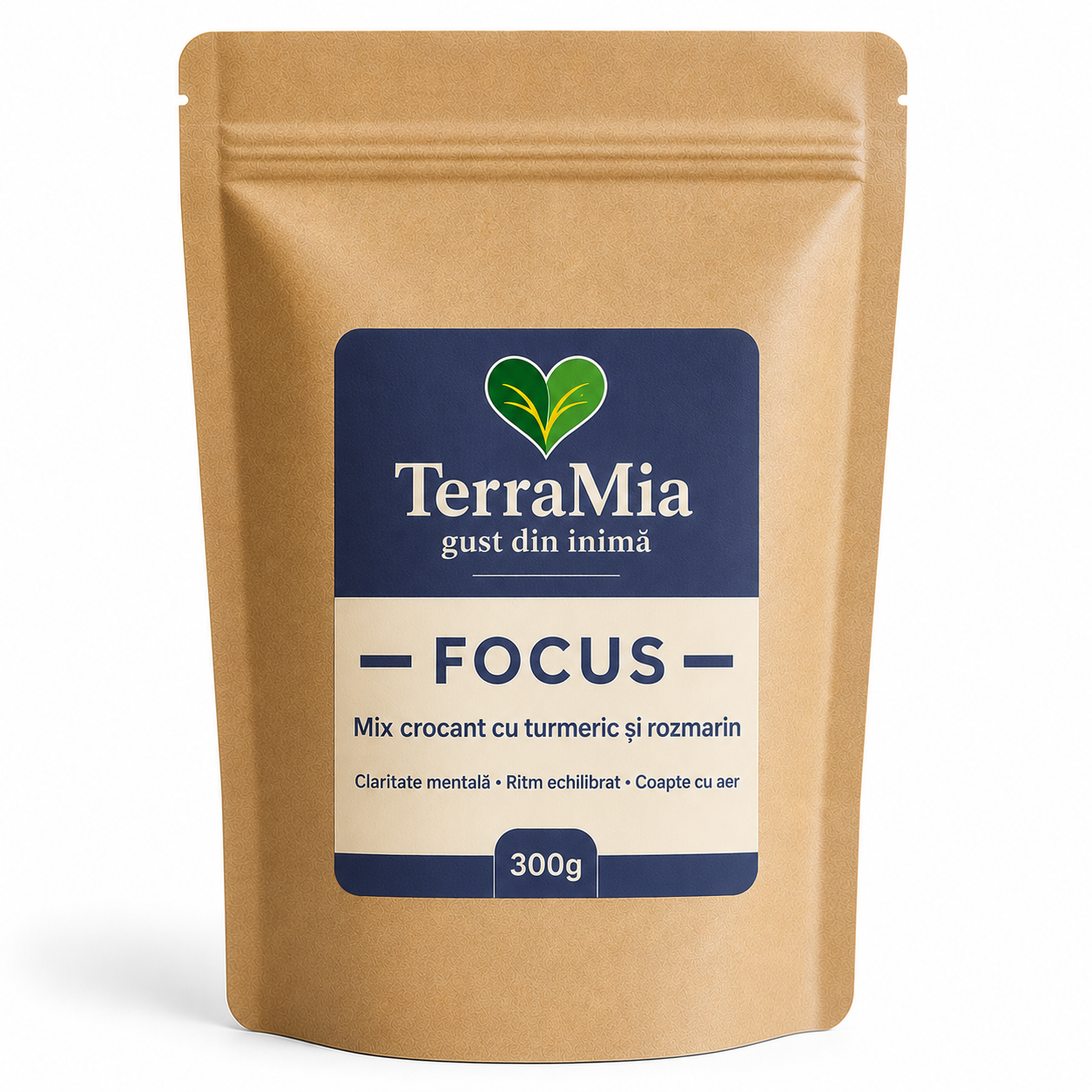 TerraMia Focus 300g – mix crocant cu semințe, turmeric și rozmarin