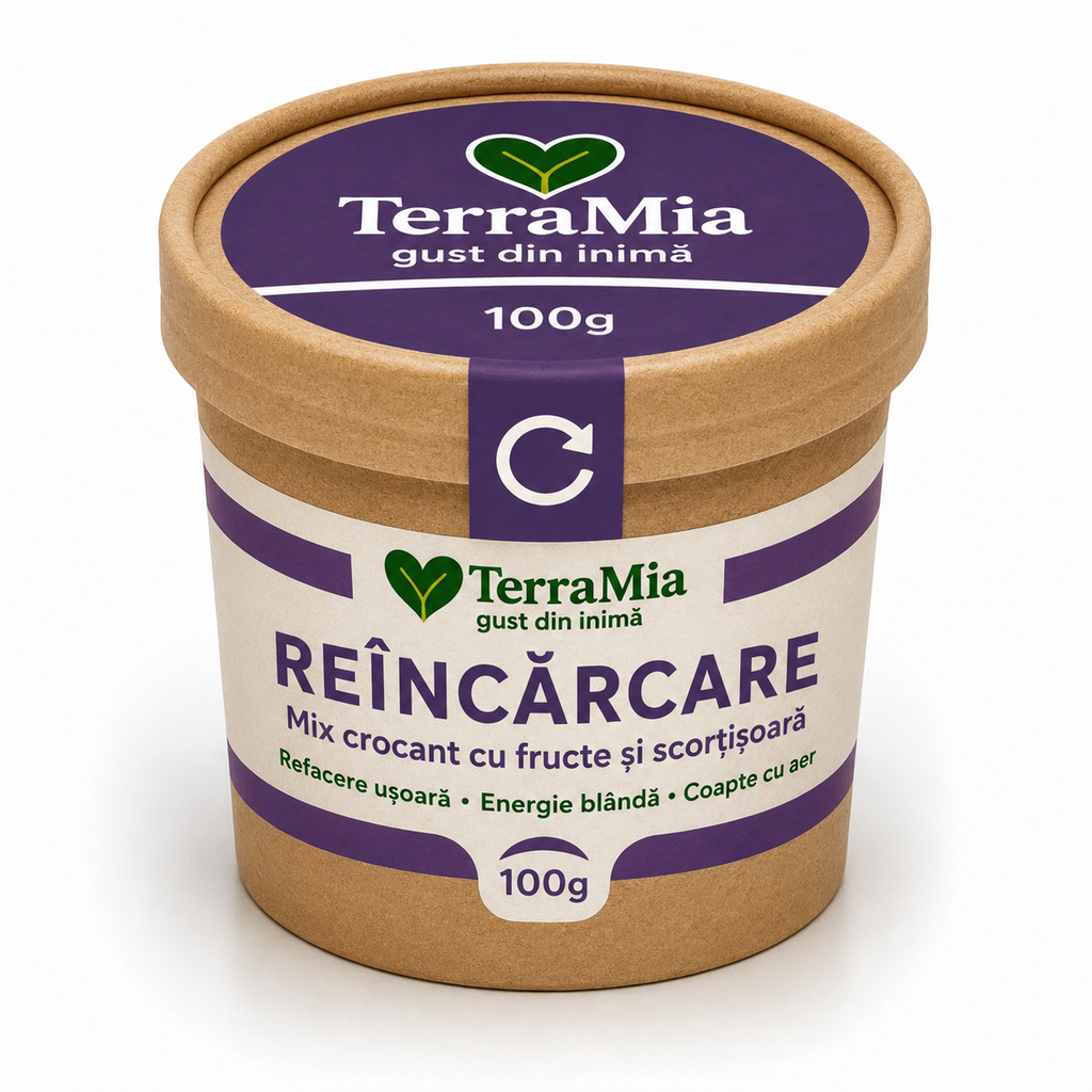 TerraMia Reîncărcare 100g – mix crocant cu merișor, ovăz și scorțișoară