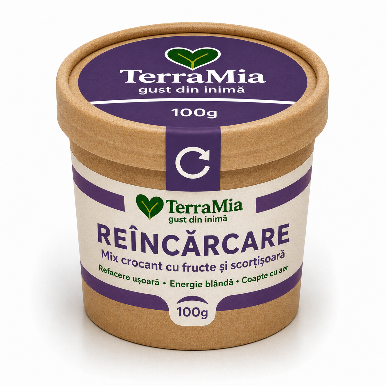TerraMia Reîncărcare 100g – mix crocant cu merișor, ovăz și scorțișoară