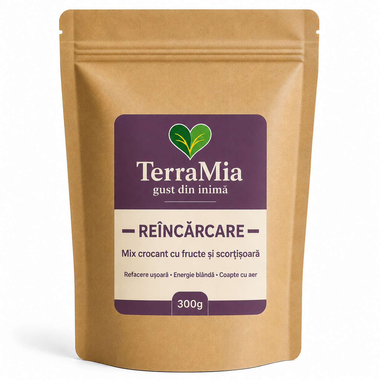 TerraMia Reîncărcare 300g – mix crocant cu merișor, ovăz și scorțișoară